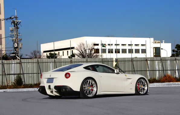 Picture white, the sky, white, ferrari, Ferrari, rear view, Berlinetta, f12 berlinetta