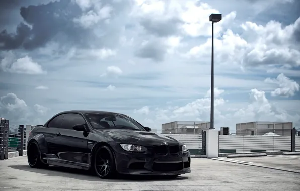 Picture the sky, clouds, black, bmw, BMW, convertible, black, e93