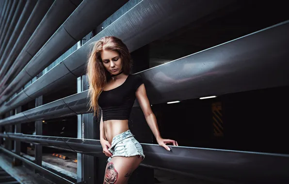 Picture girl, shorts, Mike, figure, tattoo, hairstyle, brown hair, Anton Harisov, Yulia Berr