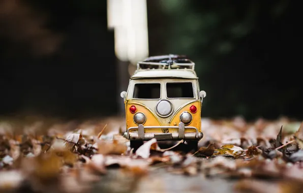 Picture model, toy, machine, road, autumn, minibus, model, Mini van