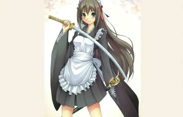 Picture katana, uniform, the maid, art, stand, kyo kuroichigo