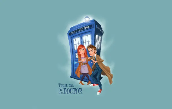 Picture look, background, figure, sneakers, art, costume, coat, Doctor Who, Doctor Who, The TARDIS, TARDIS, Tenth …