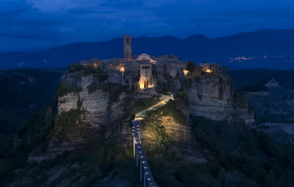 Picture night, lights, mountain, Italy, Calabria, Civita