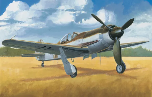 Picture war, art, painting, aviation, ww2, german fighter, Focke-Wulf Ta 152C-1