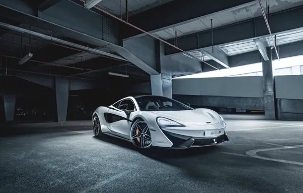 Picture McLaren, Front, White, Parking, Supercar, 2015, Doors, 570S