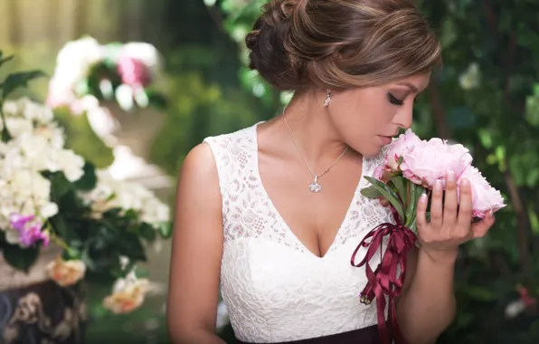 Picture bouquet, profile, the bride