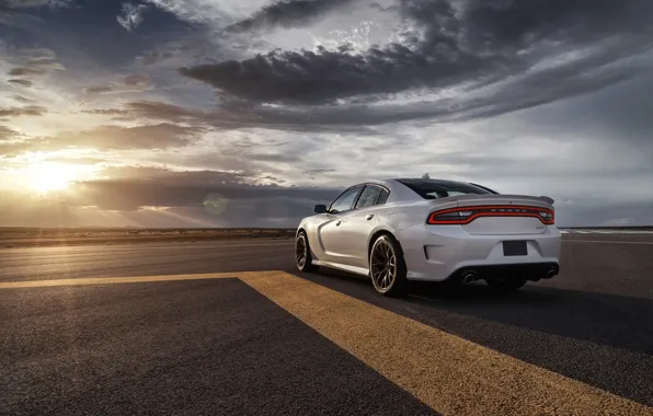 Picture the sky, background, Dodge, Dodge, rear view, Charger, Hellcat, SRT, The charger