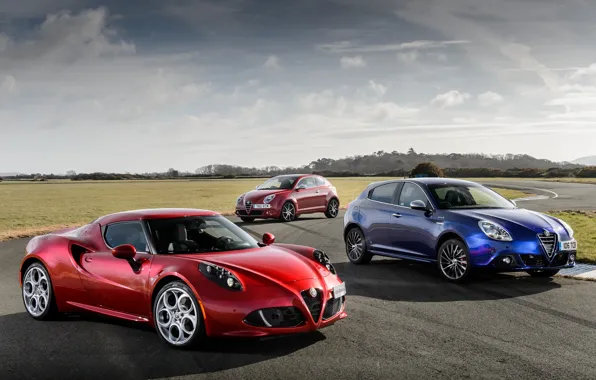 Picture Alfa Romeo, red, blue, coupe, mixed
