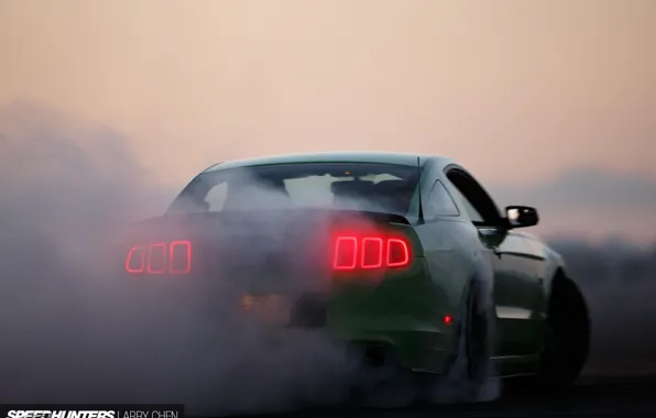 Picture machine, lights, smoke, ford mustang