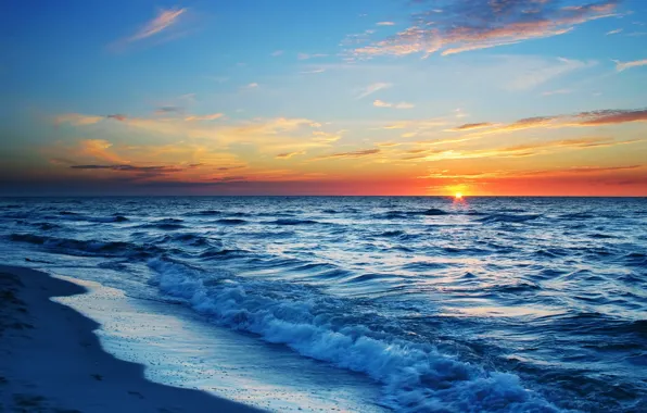 Picture sea, the sun, sunset