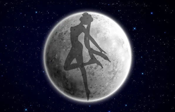 Picture the sky, girl, the moon, feet, anime, hairstyle, the animated series, bows, tails, Sailor moon