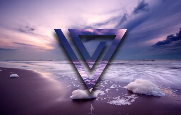 Picture water, abstraction, wave, triangle, purple beach