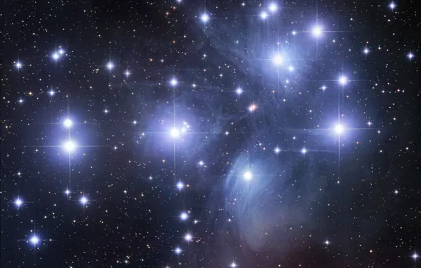Picture space, stars, nebula, the Pleiades
