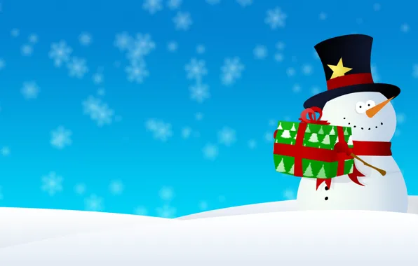 Picture snow, snowflakes, graphics, new year, Christmas, snowman, christmas, new year