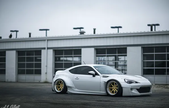 Picture white, wheels, gold, subaru, toyota, jdm, tuning, front, low, brz, stance, gt86, scion, fr-s