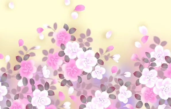 Picture flowers, background, art, gently