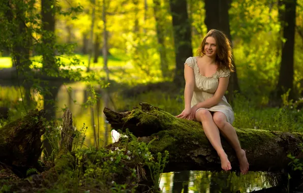 Picture forest, summer, girl