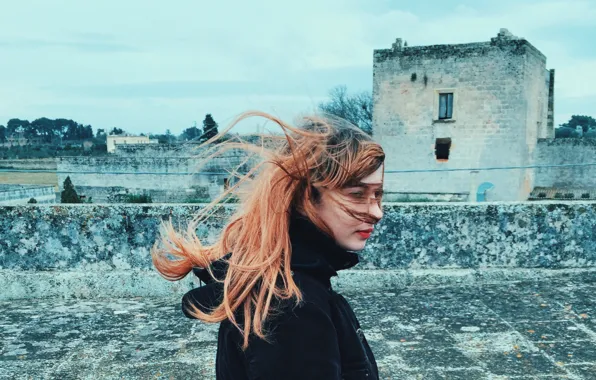 Picture girl, hair, wind