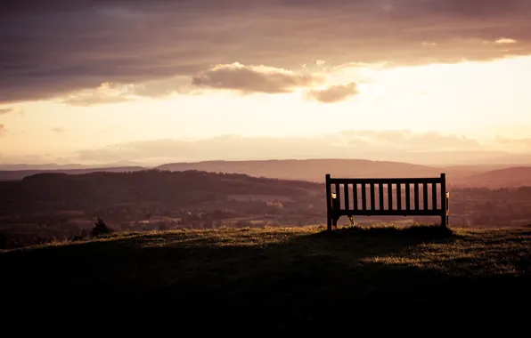 Picture the sky, bench, horizon, bench