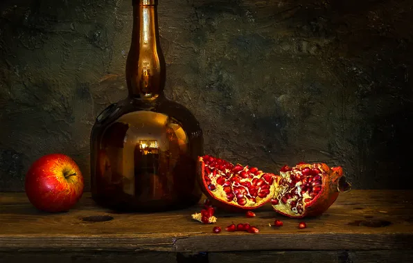 Picture bottle, still life, grenades, The seeds of life