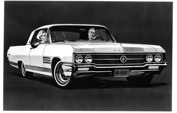 Picture people, black and white, muscle car, people, wildcat, buick