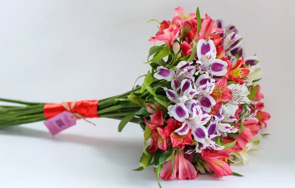 Picture bouquet, colorful, flowers, alstremeria