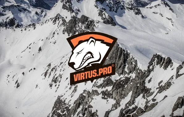 Picture snow, mountains, logo, csgo, cs go, virtus pro, virtuspro, Virtus