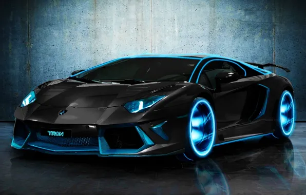 Picture Lamborghini, black, tron, Aventador
