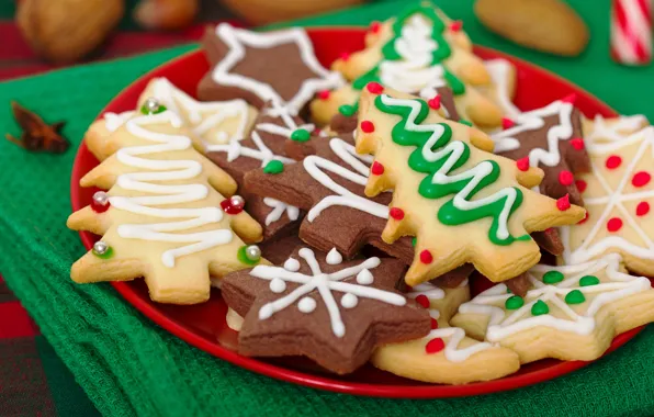 Picture New Year, cookies, Christmas, Christmas, cakes, sweet, Xmas, glaze, cookies, decoration, Merry