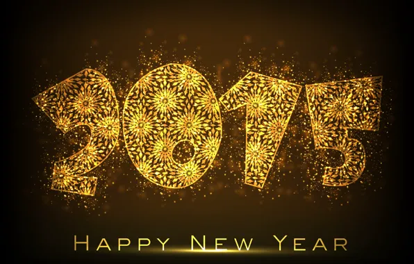 Picture golden, New Year, Happy, Happy New Year, 2015