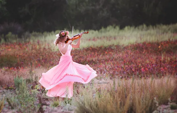 Picture summer, girl, music, violin