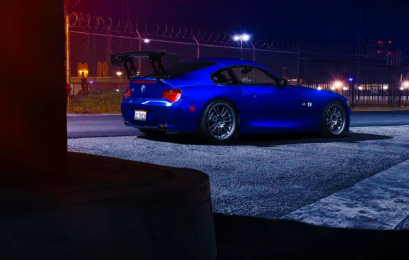Picture BMW, Dark, Blue, Coupe, Spoiler, Rear, Ligth, Nigth