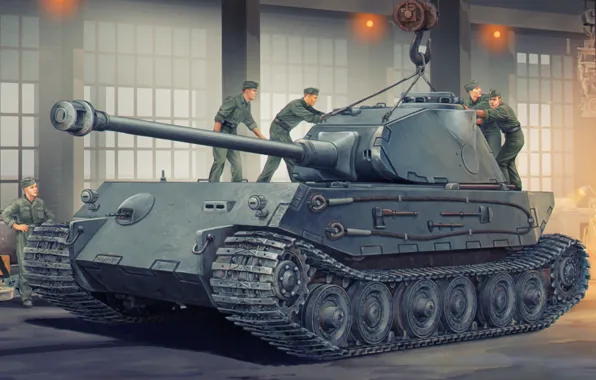 Picture war, art, german, tank, ww2, VK4502(P), project