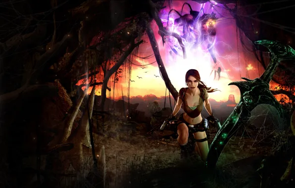 Picture girl, sword, lara croft, tomb raider, legend, Tomb Raider: Legend, excalibur