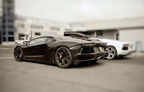Picture blur, Parking, lamborghini, 2012, aventador, Lamborghini