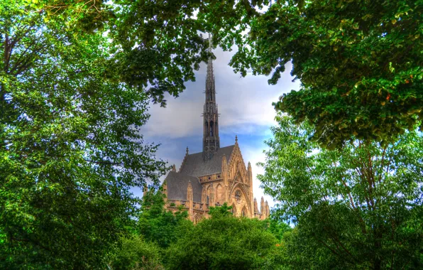 Picture the sky, trees, Park, castle, tower, hdr