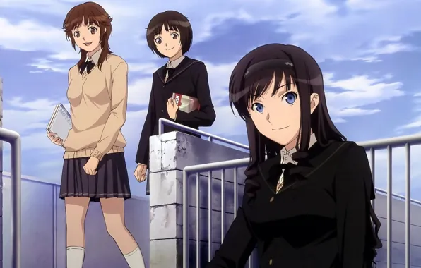 Picture sky, blue, anime, schoolgirls, amagami ss