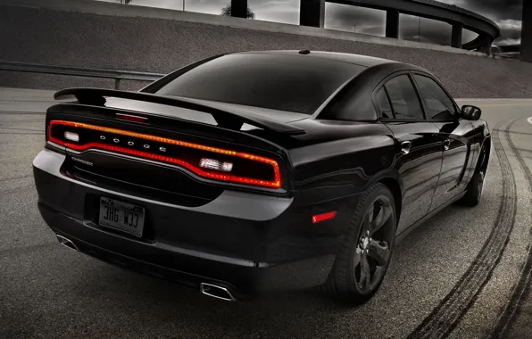 Picture road, the sky, black, 2012, Dodge, freeway, rear view, dodge, charger, Blacktop, charger, version, special, …