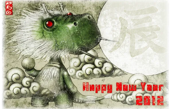 Picture dragon, new year, art, 2012, 2012 tatsu, by shichigoro