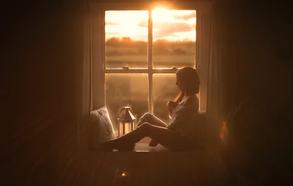 Picture girl, window, legs, leg warmers, sunlight, sun kissed