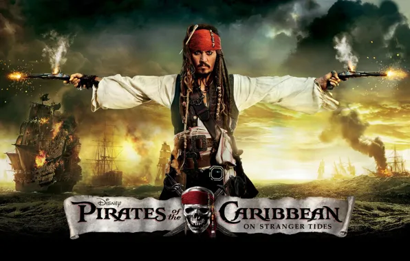 Picture johnny depp, Jack Sparrow, On stranger tides, Pirates of the Caribbean 4
