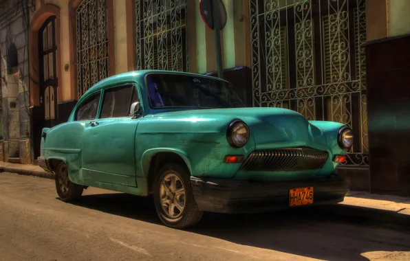 Picture retro, street, car, Cuba, Havana