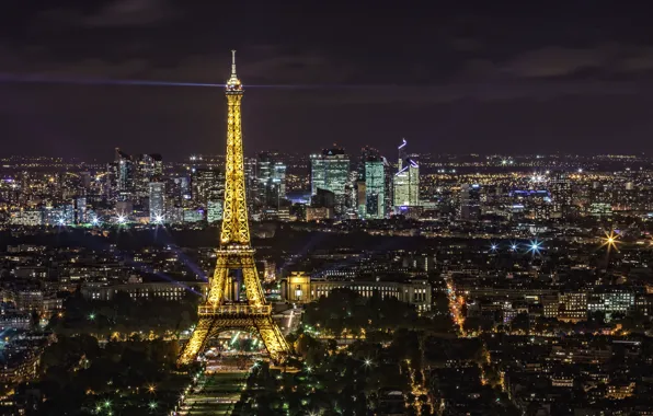 Picture night, lights, Eiffel tower, France, Paris, panorama