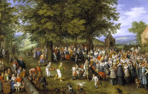 Picture picture, genre, Jan Brueghel the elder, Wedding Banquet under the chairmanship of the Grand Dukes