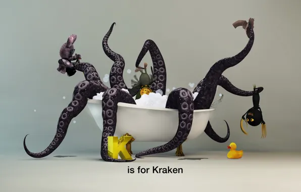 Picture foam, bath, duck, Kraken, supelco
