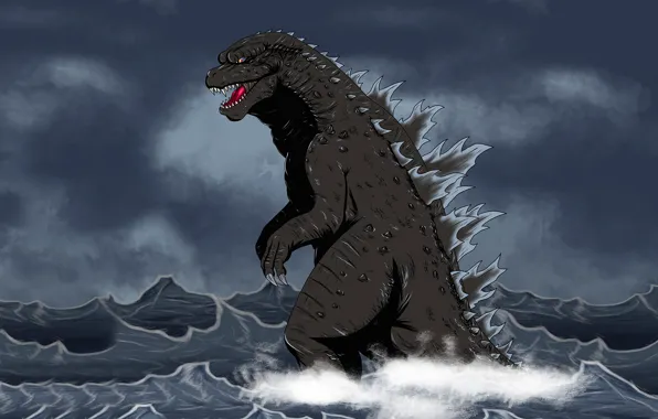 Picture sea, water, monster, dinosaur, Godzilla, Godzilla, dinozaur