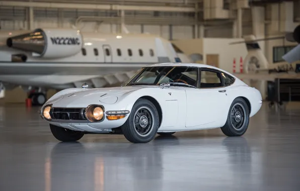 Picture white, hangar, white, sportcar, japan, 1967, 2000GT, TOYOTA