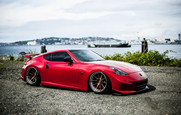 Picture car, tuning, red, Nissan, tuning, rechange, stance, 370Z
