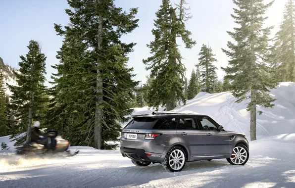 Picture winter, machine, snow, trees, mountains, Land Rover, Range Rover, Sport, range Rover