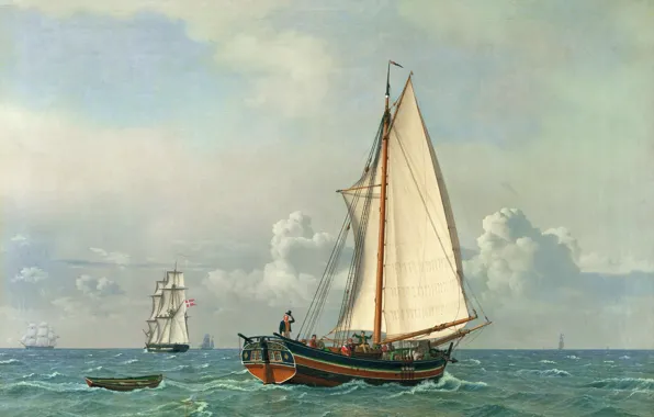 Picture oil, picture, canvas, Danish painter, Christopher William Eckersberg, "Sea"